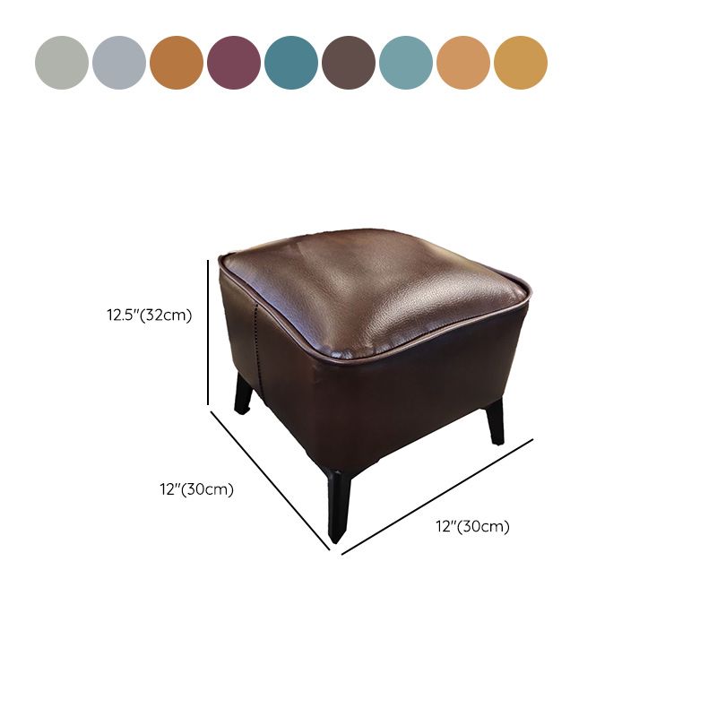 Mid-Century Modern Pouf Ottoman Faux Leather Upholstered Square Ottoman with Chair Legs