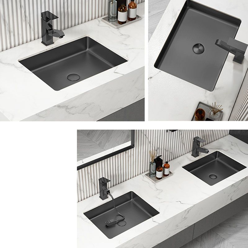 Modern Bathroom Sink Metal Rectangular Drop-in Bathroom Sink with Pop-Up Drain