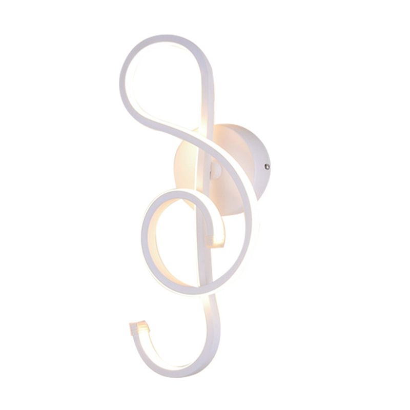 LED BEDBAD SCONCE Licht Hedendaags wit/zwart/koffiemuur gemonteerde verlichting met gedraaide acrylschaduw, warm/wit licht