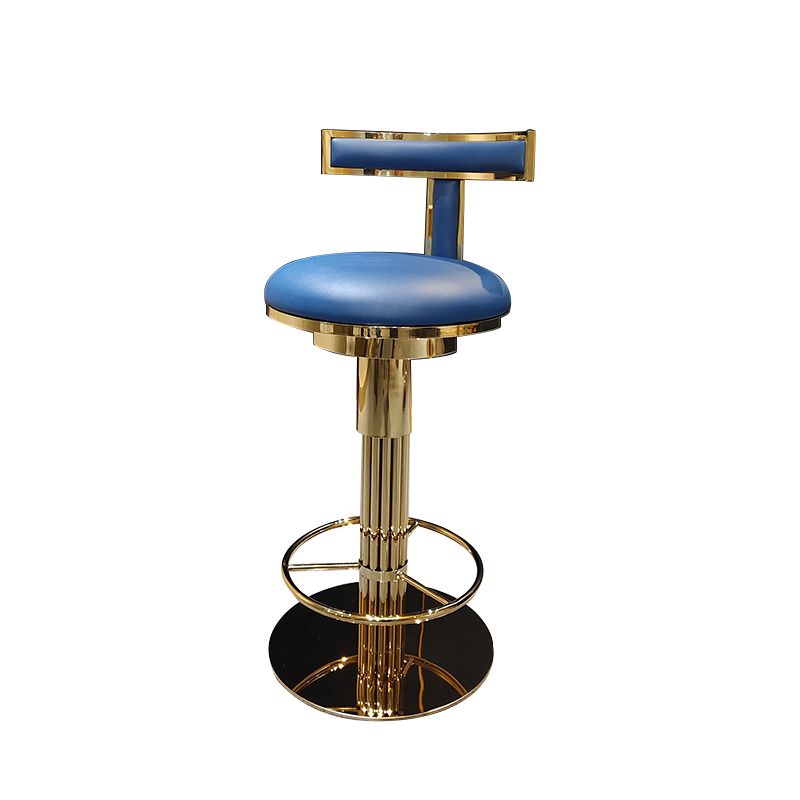 Glam Style Bar Stool Leather Backrest Bar Stools for Dining Room with Metal Base