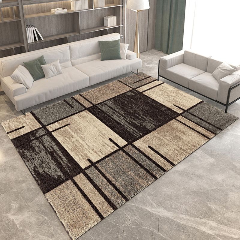 Minimalism 3D Geometric Printed Rug Multicolor Polyester Rug Washable Anti-Slip Backing Stain Resistant Rug for Great Room