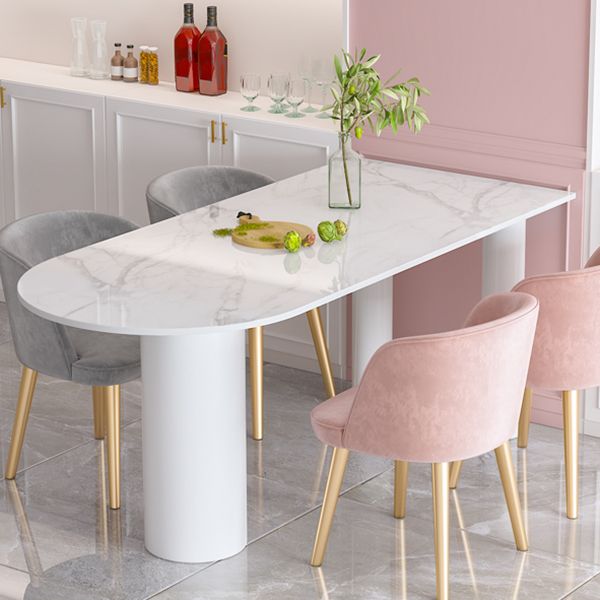Metal Contemporary Free Form Dining Table Sintered Stone Table for Kitchen
