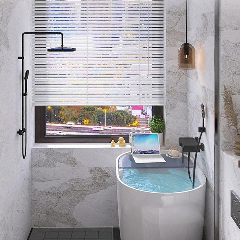 Modern Style Freestanding Bath Tub Oval Acrylic Soaking Bathtub in White