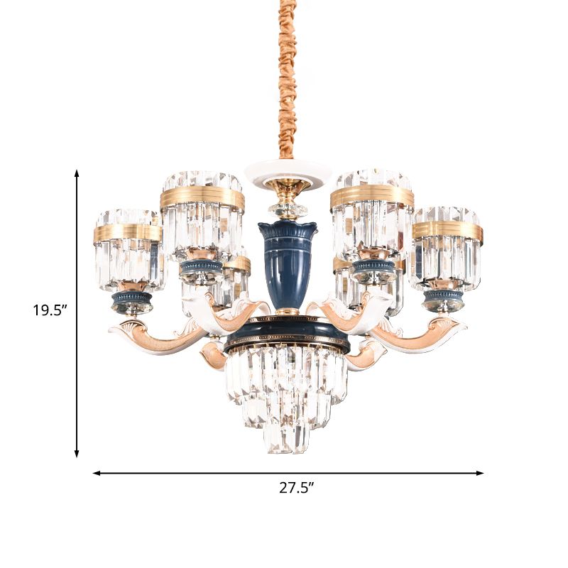 6/8 teste l'illuminazione del lampadario tradizionale bloccante cilindrico Crystal Block Appare