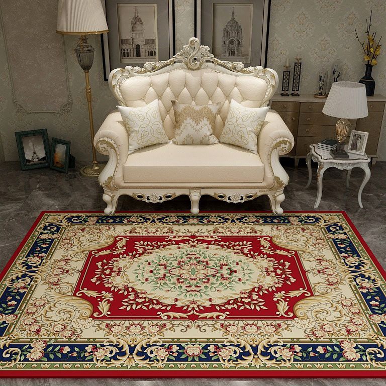 Multi-Colored Moroccan Rug Synthetics Jacquard Pattern Rug Washable Stain Resistant Non-Slip Carpet for Lounge