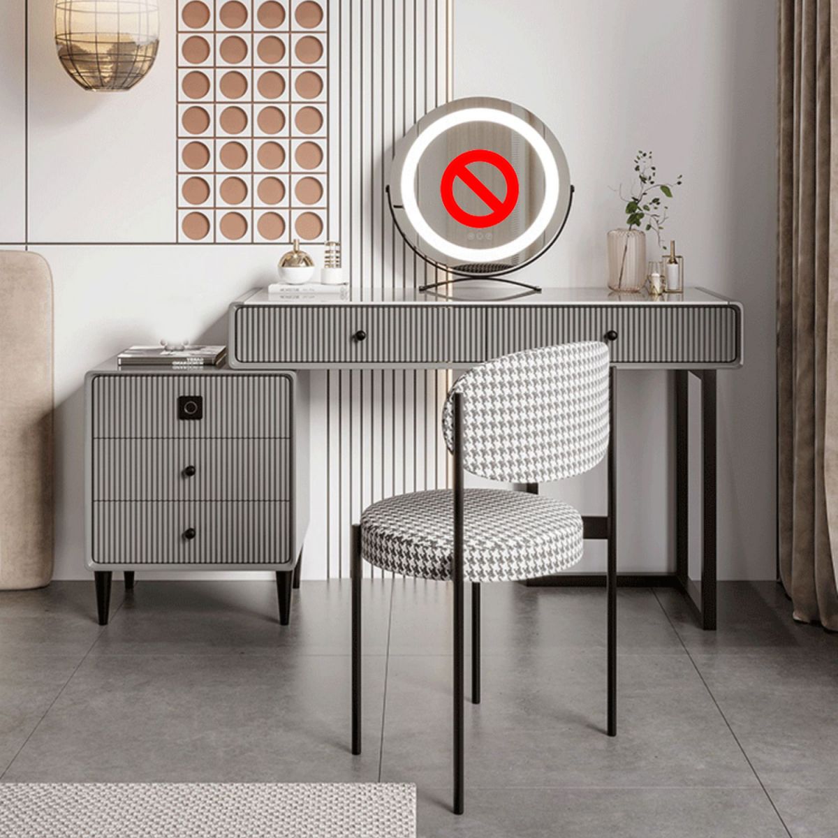 5 Wood Drawers Makeup Table Desk Vanity Stone Top Vanity Table