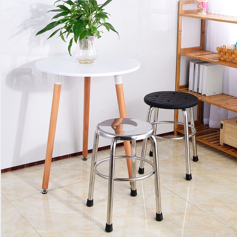 Modern Armless Backless Counter Stool Stainless Steel Laboratory Bar Stool with Pedal