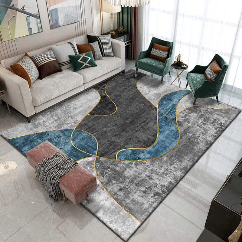 Gorgeous Modern Rug Gold Feather Rug Non-Slip Backing Rug for Home Decor