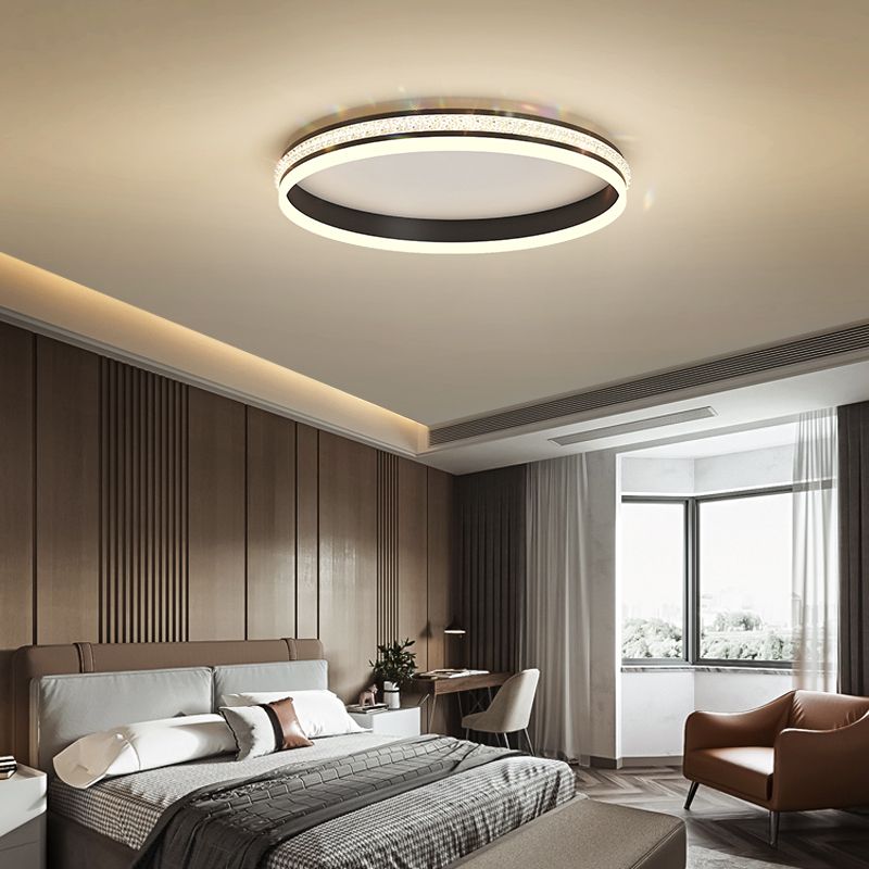 Metal Geometric Flush Ceiling Light Modern 1-Light Flush Mount Lighting in Black