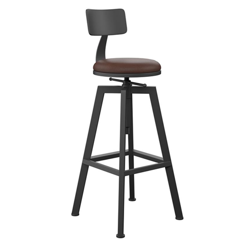 Adjustable Armless Height Stool Industrial Counter Stools with Black Base