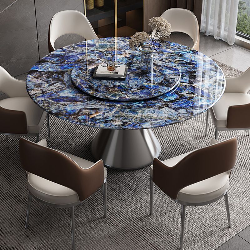 Metal Pedestal Dining Table Round Stone Top Dining Table for Dining Room