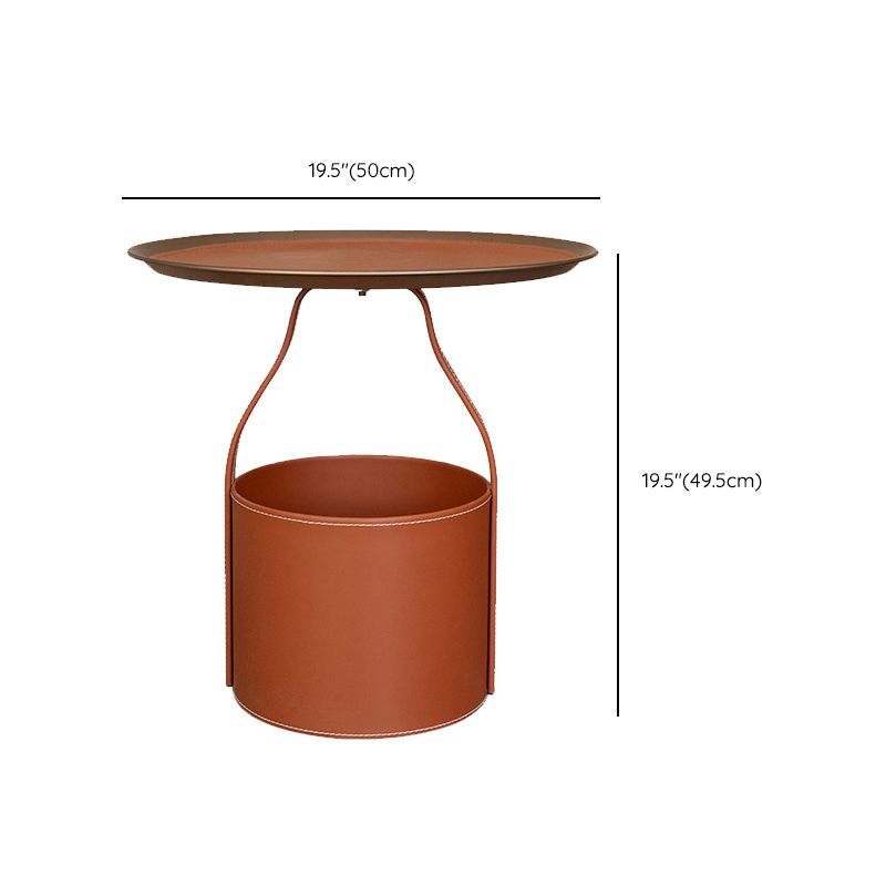 19.68" Wide Metal Side Table Round Tray Top Sofa Side Accent Table