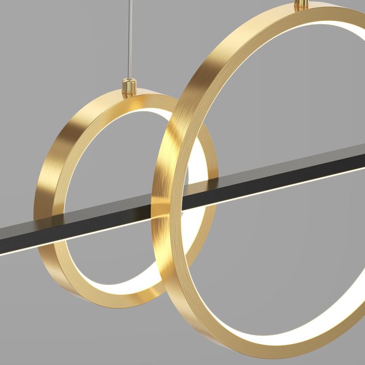 Wrought Iron LED Island Light in Modern Luxury Style Acrylic Linear Pendant Light for Dining Room