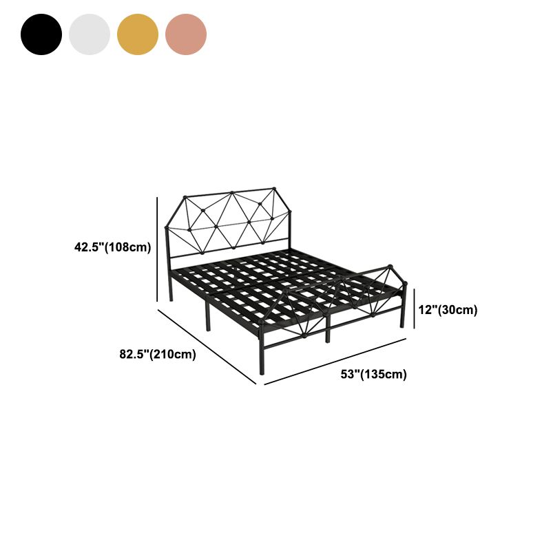 Glam Metallic Standard Bed, Open-Frame Headboard Bed Frame with Footboard