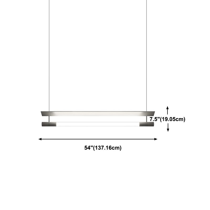 Modern Style Linear Shape Island Lighting Idea Metal 1 Light Island Pendant in Silver