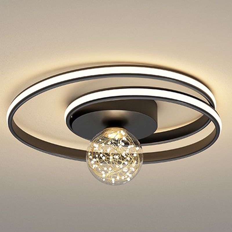 Plafonnier encastré multi-lumières à abat-jour rond de style moderne, noir