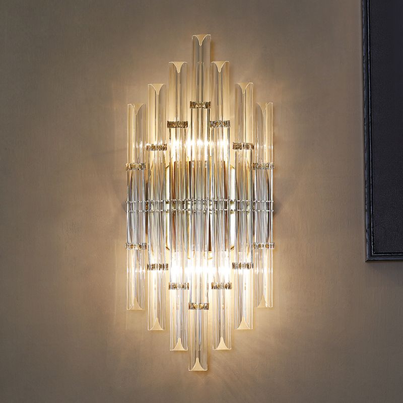 Unique Shade Crystal Wall Sconce Modern Style 2 Lights Wall Mount Lighting in Gold
