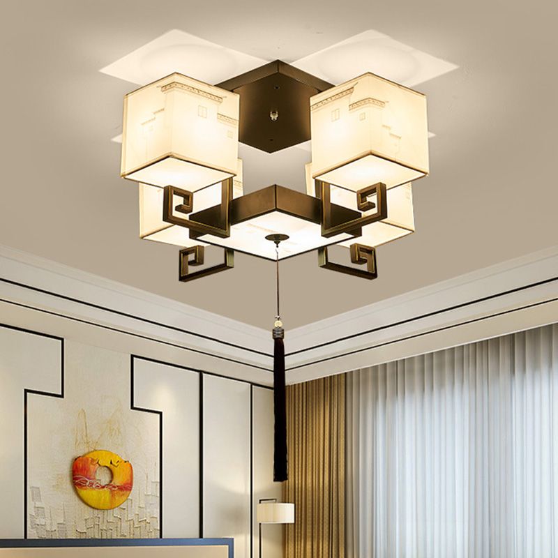 4/6/10/12 Bulbes Tissu massif Tissu en chinois Lubrile de style chinois Fixation du plafond