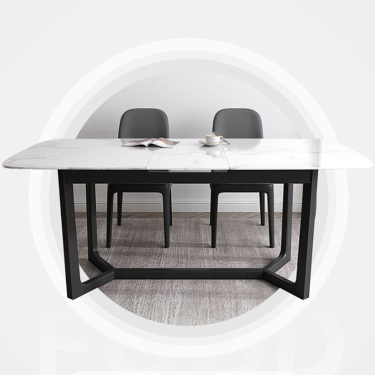 Modern 1/3/4/5 Pieces Scalable Dinette Set with Sintered Stone Black Wood Dining Table Set