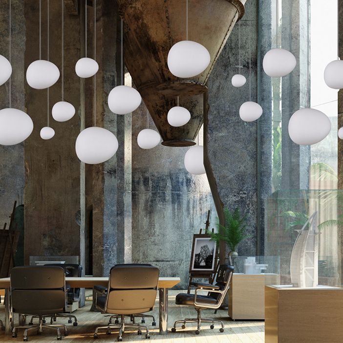 Wit kiezelvormige glazen ophanging Licht Moderne stijl Minimalisme Corridor Verlichtingsarmatuur met 70,8 "verstelbare draad