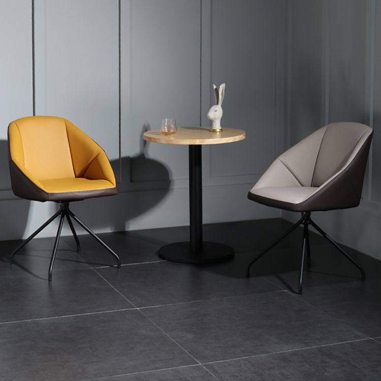 Silla de comedor de estilo moderno, silla Parsons lateral de metal con brazo para cocina