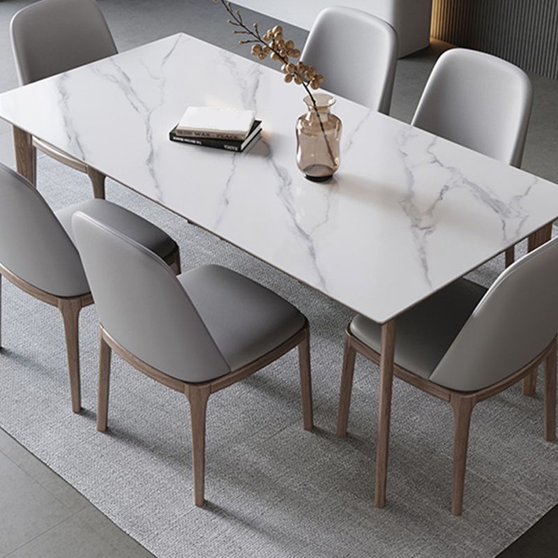 Rectangle Table Medieval Modern Sintered Stone Dining Table with Wooden Base
