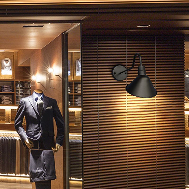 Conical Wall Light Fixture Industrial Style Metal Wall Mount Lighting