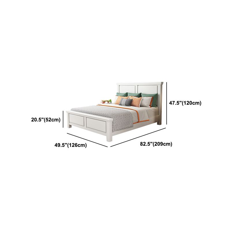 Contemporary White Wooden Standard Bed with Rectangular Headboard