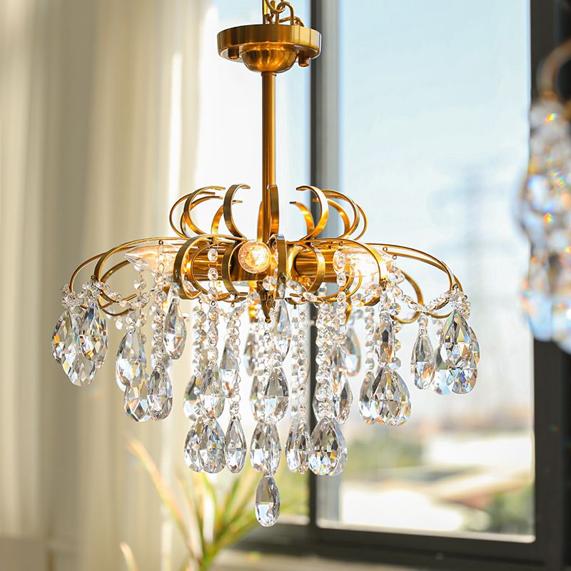 Traditional Chandelier Light Fixtures Multi-Head Crystal Suspension Pendant Lamps