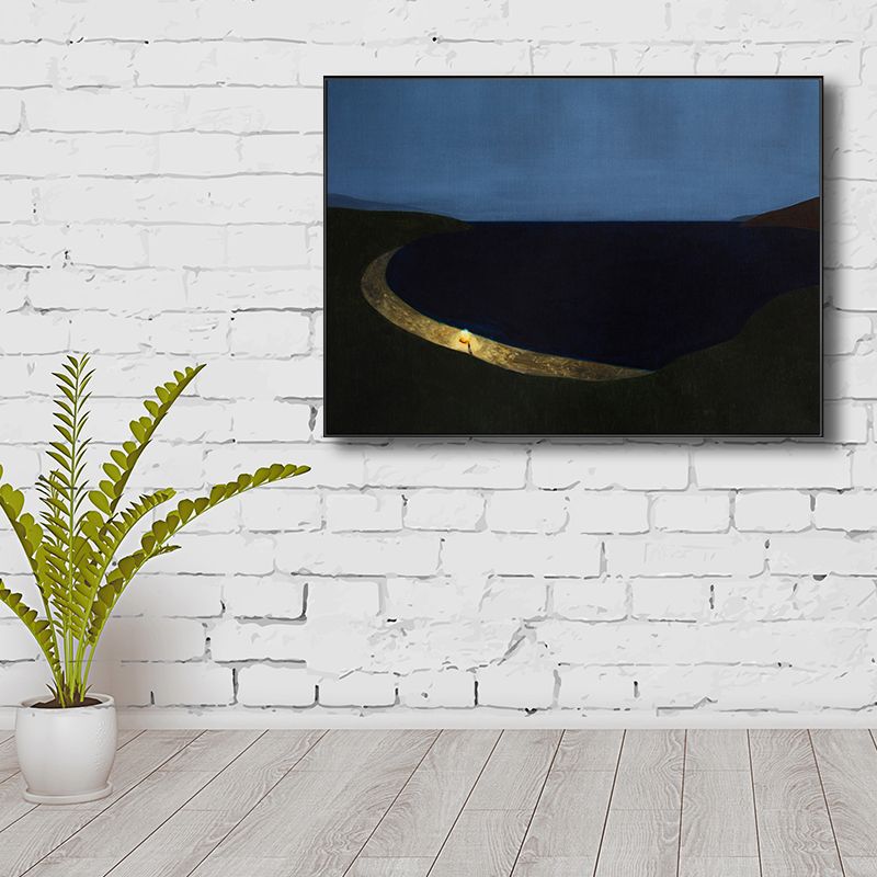 Mountains View at Night Painting Contemporary Style Canvas Wall Art, Multiple Sizes