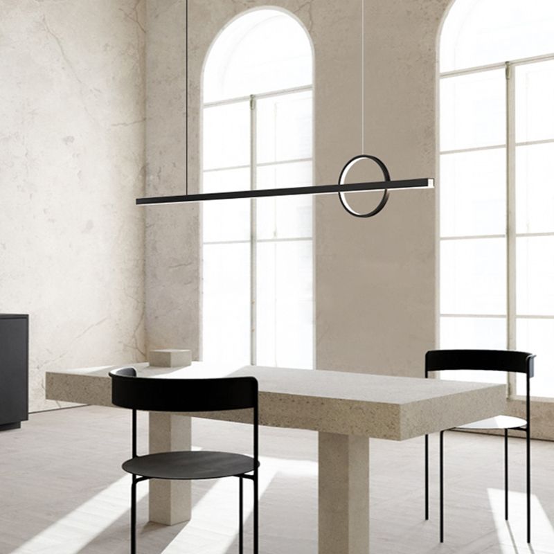 Simple Linear Hanging Island Light Metal LED Hanging Lighting Fixture for Sitting Room