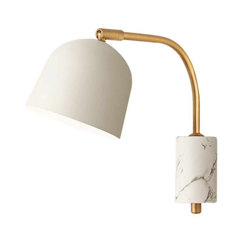 Contemporary 1 Head Sconce White/Blue/Brass Domed Wall Mounted Light Fixture with Metal Shade