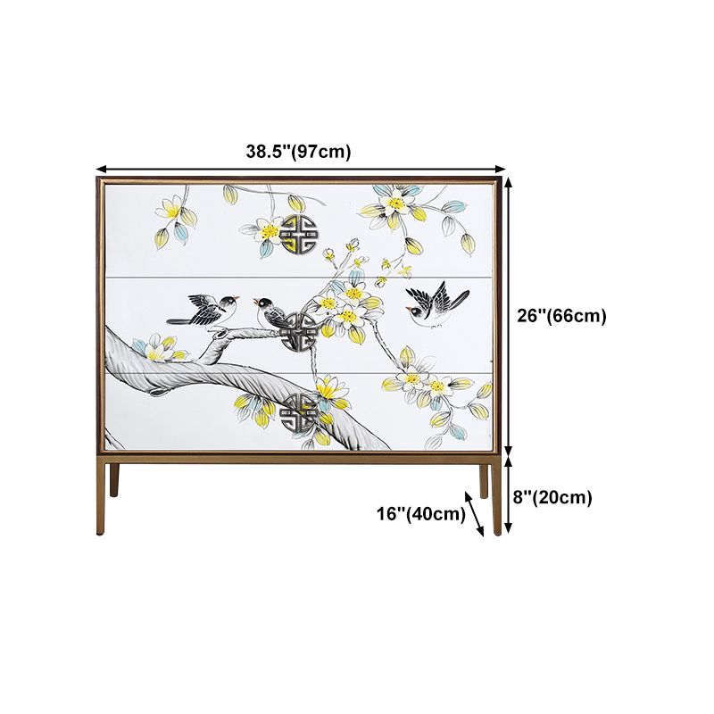 Birch Wood Dining Room Sideboard Cabinet Glam Server Cabinet with Storage