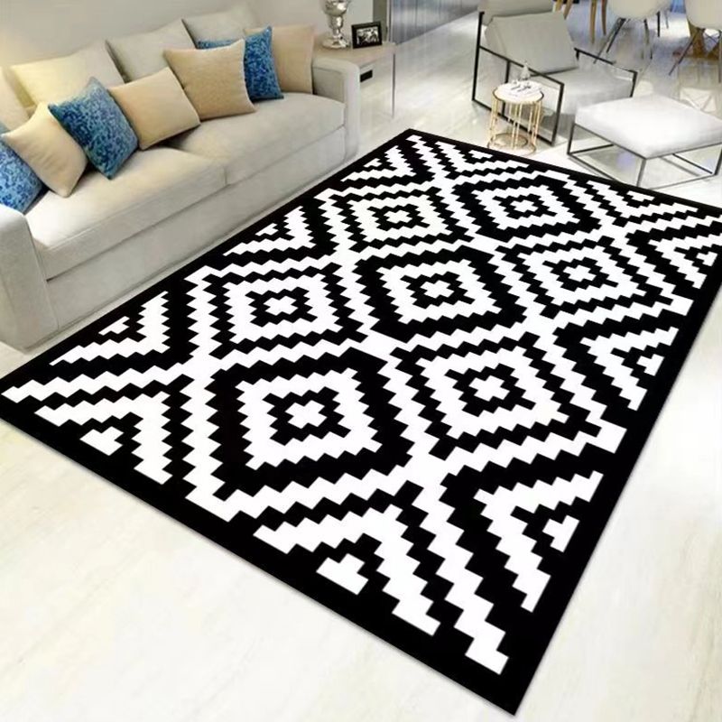 Polyster Contemporary Geometric Print Indoor Rug Non-Slip Backing Rectangle