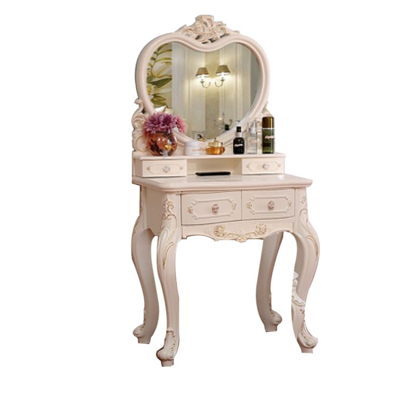 Victorian Bedroom With Drawer Mirror Solid Wood Makeup Vanity Set