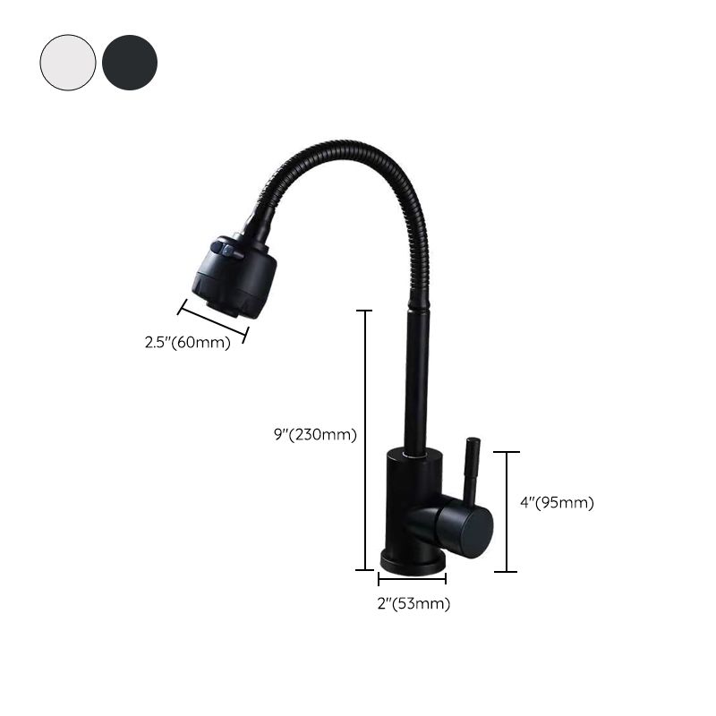 Modern 1-Handle 1-Hole Faucets Black and Silver Standard Kitchen Faucet