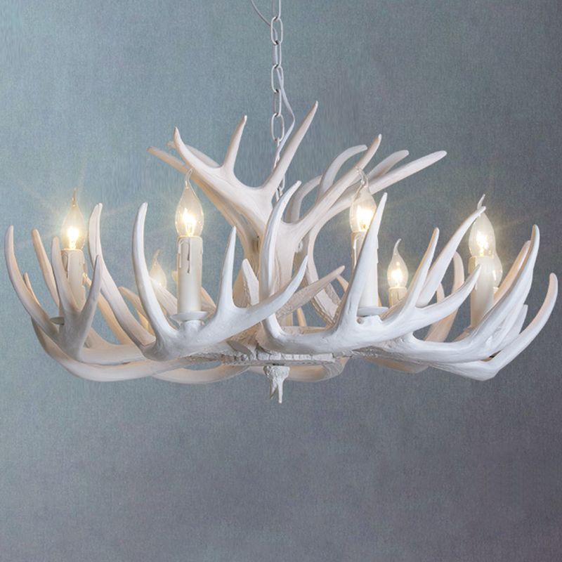 Resin Antler Shaped Suspension Lighting Rustic Living Room Chandelier Light Fixture