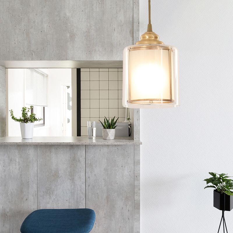 Cylinder White Glass Pendant Light Fixture Classic 5"/5.5"/6" Wide 1 Light Dining Room Hanging Lamp Kit