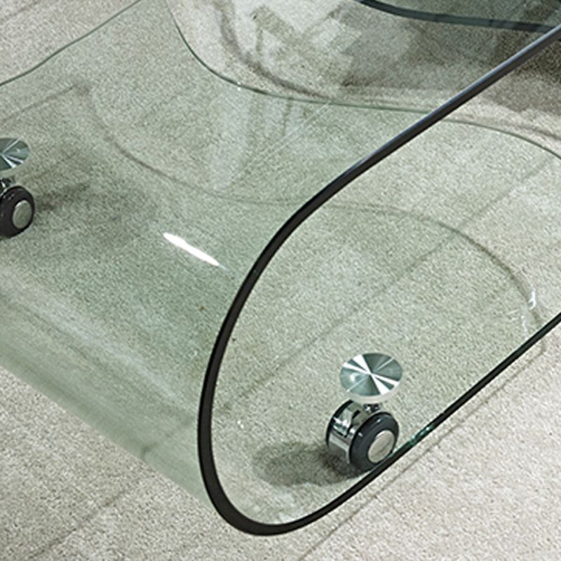 Modern Style Glass Top Coffee Cocktail Table with Storage Shelf