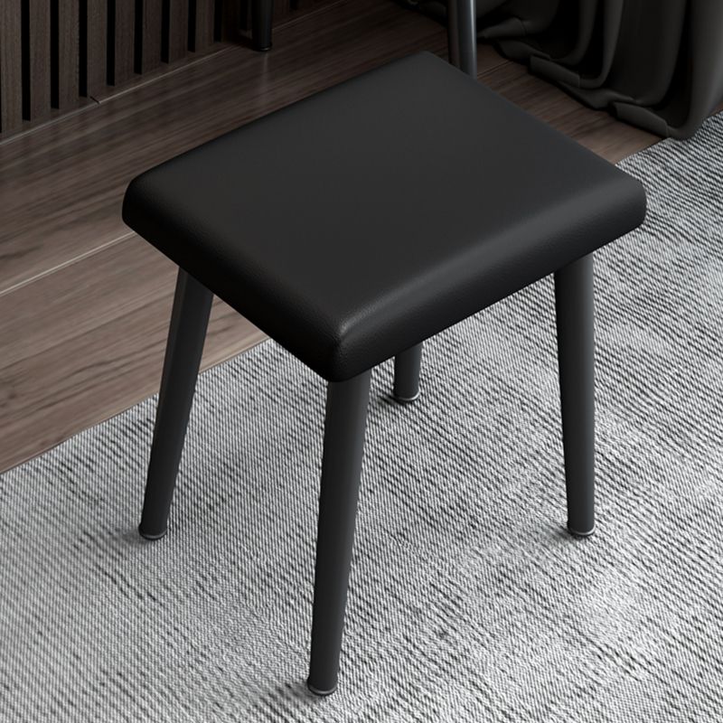 Black Stone Top Vanity Desk Contemporary 2 Drawers Dressing Table with Stool