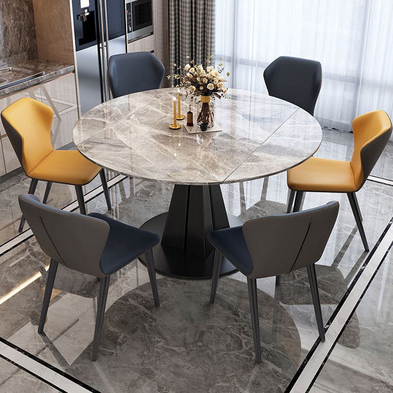 Modern Sintered Stone Table Dining Round Table with Metal Legs for Home Use