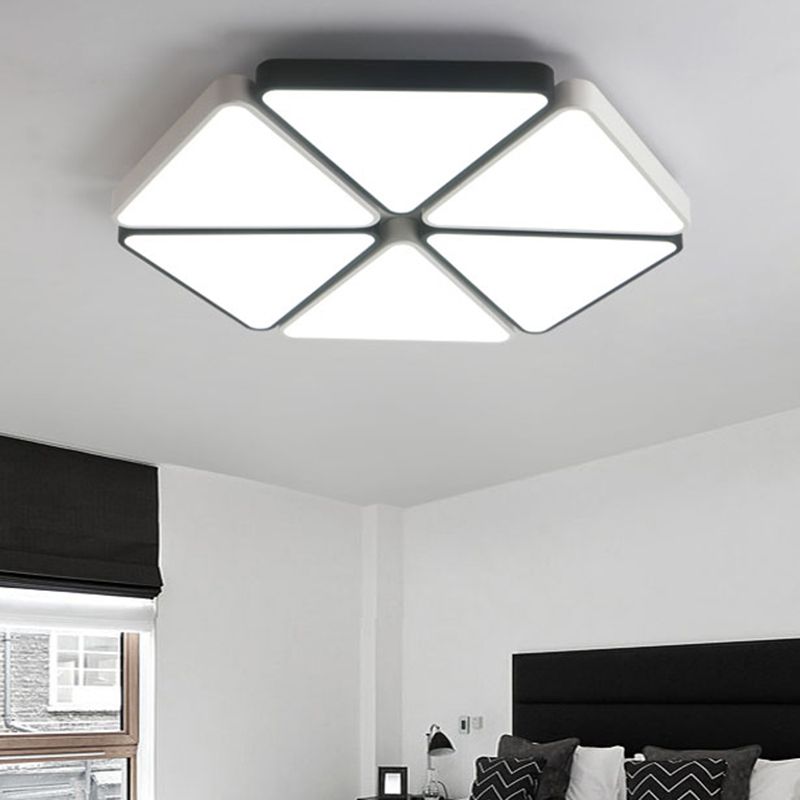 Contemporary Hexagon Flush Mount Halterung Acryl Warm/Weiß Licht LED Wohnzimmer-Deckenleuchte in Weiß, 19.5 "/23.5" Breite