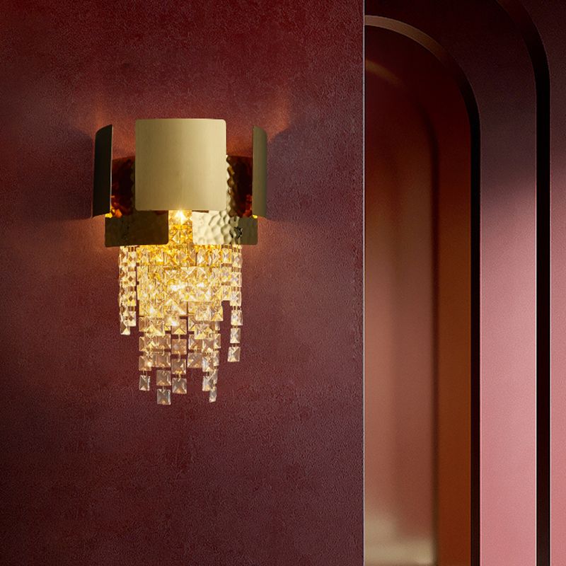 Illuminazione a parete in oro cristallo a cascata 2 lampadine LED LED tradizionale SCONCE MOLTO PER CAMERA PER CAMERA