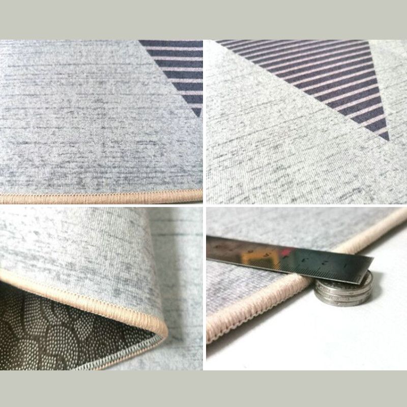 White Tone Simple Area Carpet Polyester Plant Print Area Rug Non-Slip Backing Carpet for Living Room