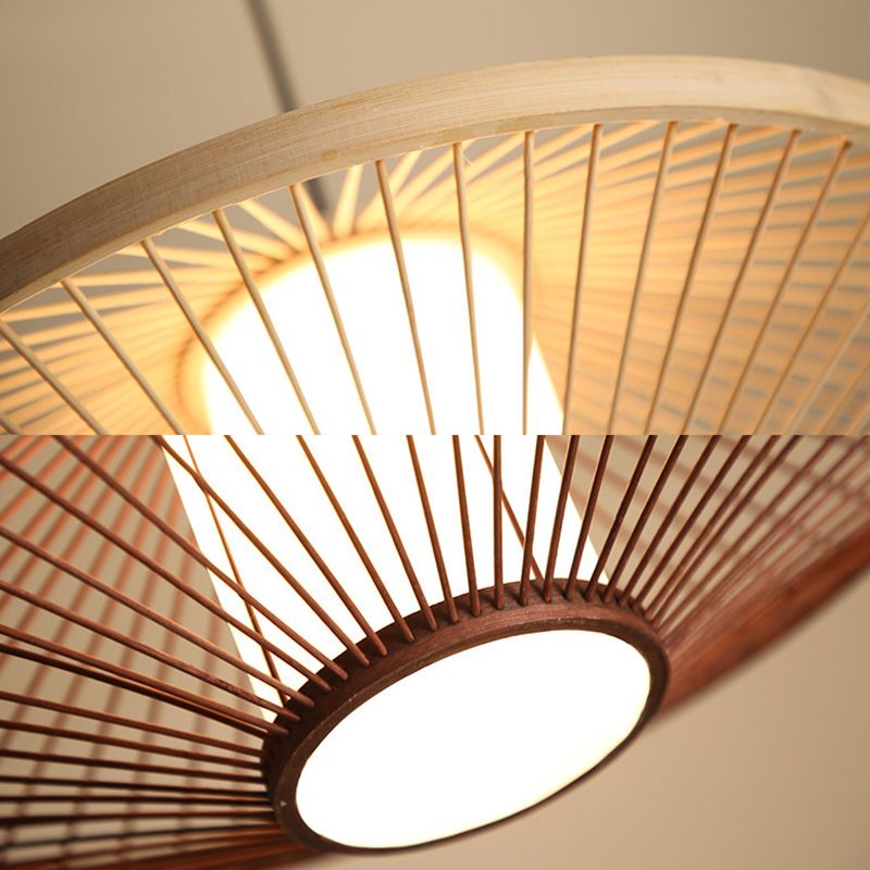 Flying Saucer Bambus Anhänger Beleuchtung Leuchte Asien Stil Suspension Anhänger Licht