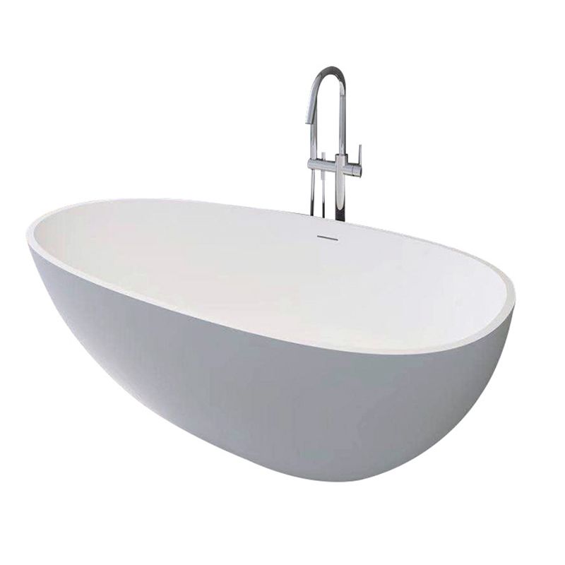 Modern Freestanding Bathtub for Bathroom Matte Finish Acrylic Oval Tub