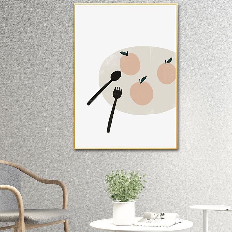 Minimalist Food Painting Wall Art Light-Color Textured Canvas Print for Dining Room