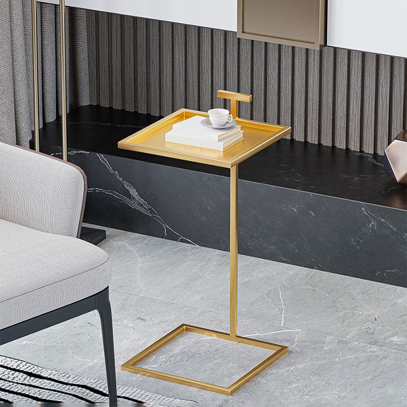 Mid-century Modern Square Tray Top Side Table 23.23" Tall Metal C End Table