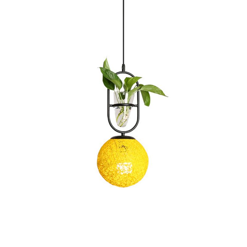 Rattan Globe A sostenere il soffitto macaron 1 ciondolo cucina cucina a testa in beige/rosso/rosa con pentola vegetale