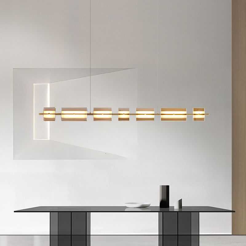 LED Island Light Multi Lights Island Hanging Light with Glass Shade for Dining Room